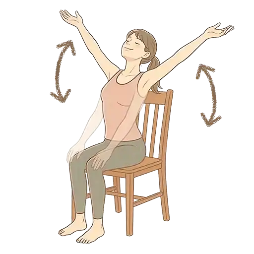 腕を上げ下げしながら呼吸している女性