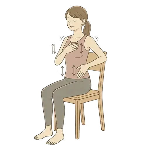 脇腹や肋骨まわりをやさしくさすっている女性