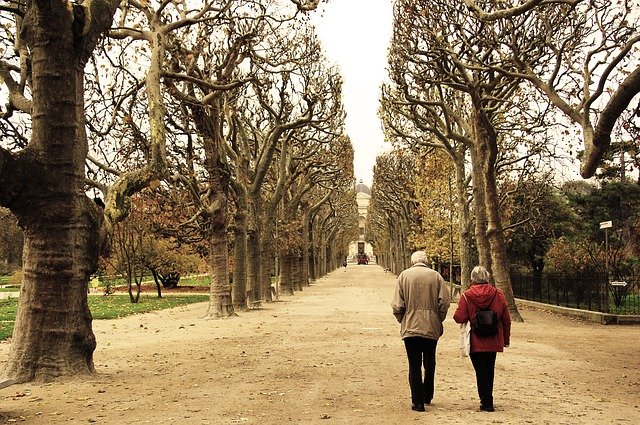 散歩する老夫婦