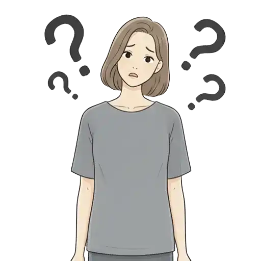 肩甲骨やお尻の動かし方がわからず、感覚を思い出そうとする女性のイラスト