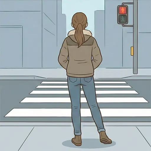 左足に体重をかけて立っている女性のイラスト